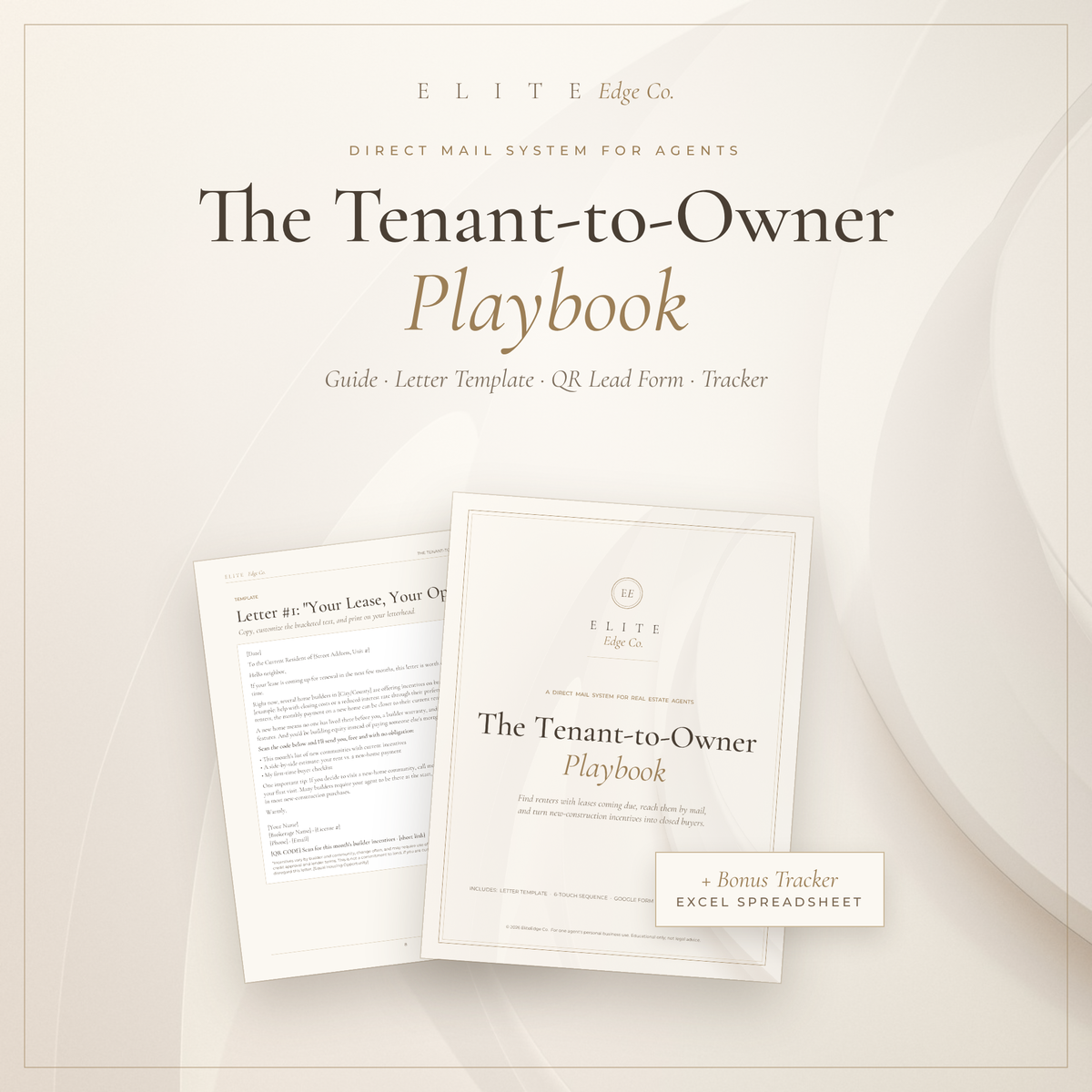 The Tenant-to-Owner Playbook | Real Estate Agent Direct Mail Guide + Lead Tracker Spreadsheet